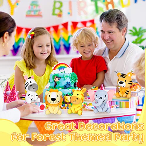 Aoriher 6 Pcs Mini Stuffed Forest Animals Jungle Bulk Plush Animal Toys 4 Inch Cute Plush Elephant Lion Giraffe for Baby Shower Christmas Birthday Gift Stuffer Toy Themed Party Decoration(Lovely) - Image 5
