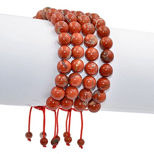 AD Beads Natural 10mm Gemstone Bracelets Healing Power Crystal Macrame Adjustable 7-9 Inch (Red River Jasper) - Image 3