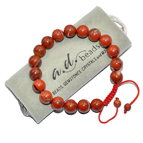 AD Beads Natural 10mm Gemstone Bracelets Healing Power Crystal Macrame Adjustable 7-9 Inch (Red River Jasper) - Image 2