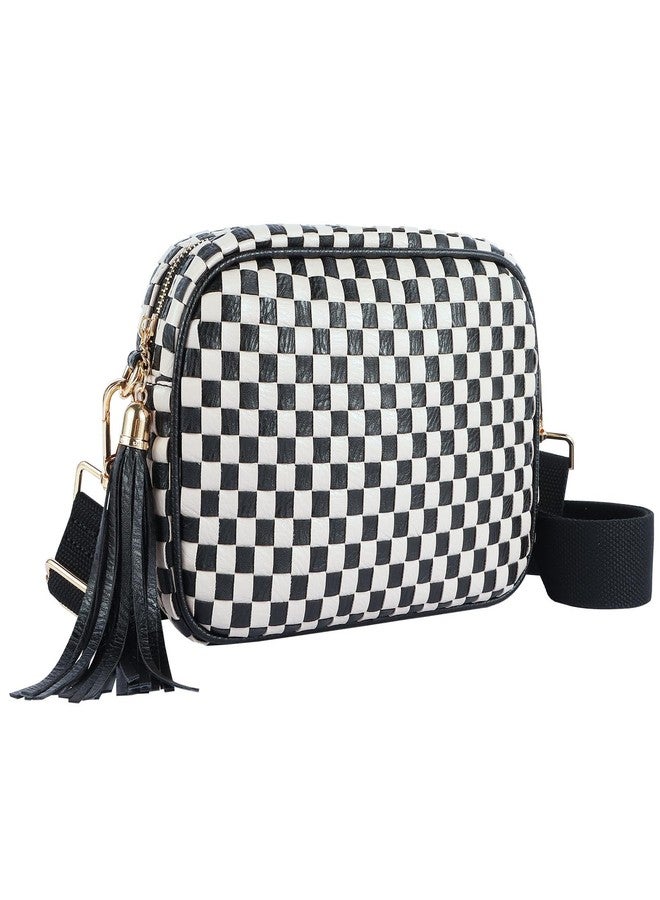 Dealkion Woven Crossbody Bag Woven Purse Trendy Braided Weave Shoulder Camera Crossbody Bag Handbag for Women, Black - Image 1