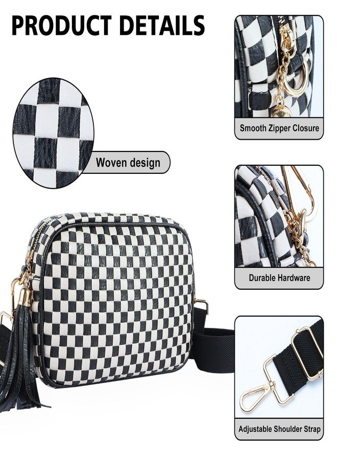 Dealkion Woven Crossbody Bag Woven Purse Trendy Braided Weave Shoulder Camera Crossbody Bag Handbag for Women, Black - Image 3