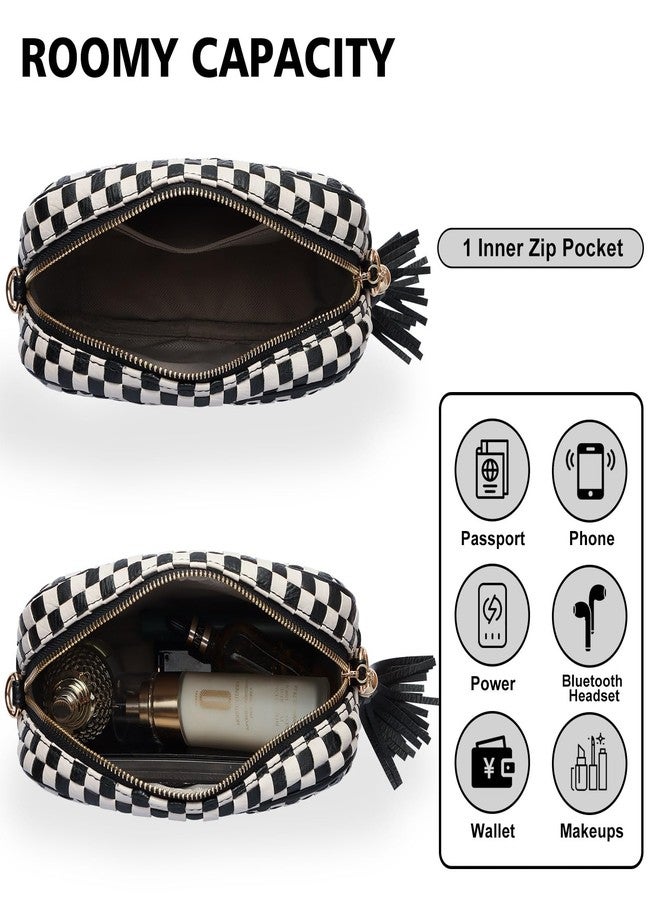 Dealkion Woven Crossbody Bag Woven Purse Trendy Braided Weave Shoulder Camera Crossbody Bag Handbag for Women, Black - Image 5