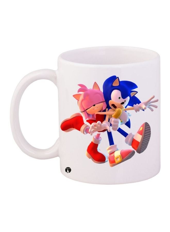 Phone Planet Sonic The Hedgehog Printed Coffee Mug White/Blue/Pink
