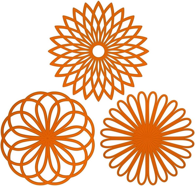 ME.FAN MEFAN Silicone Trivet Mat  Kitchen Hot Pads for Pots  Dish  Insulated Teapot Trivet  Flexible Durable NonSlip Large Coasters 3 Set Orange - Image 1