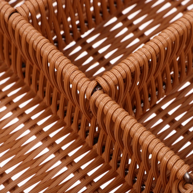 Imitation Woven Mesh Cutlery Storage Basket 4 Compartments Kitchen Forks Knifes Rattan Storage Tray Organizer - Image 3