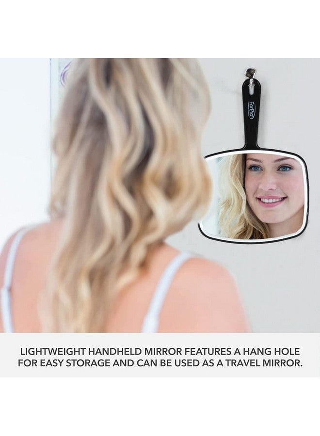 ForPro Professional Collection Premium Hand Mirror With Handle, 6.3" W X 9.6" L, Multi-Purpose Handheld Mirror With Distortion-Free Reflection, Black  - Image 4