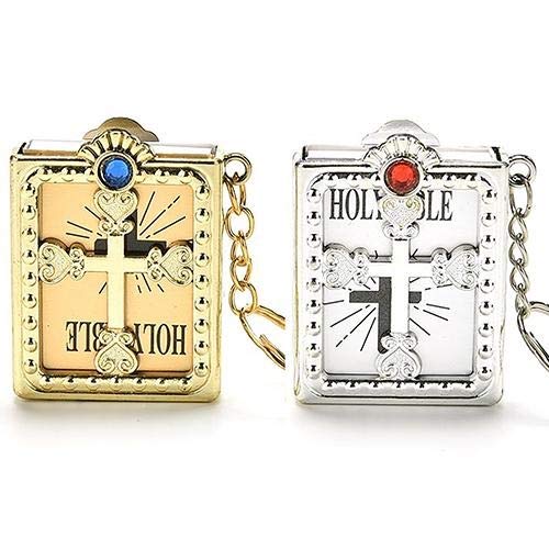 Krisah® 2 pcs Mini Holy Bible Key Chain with Golden & Silver Cover | Rubber - Image 4