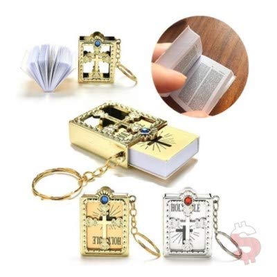 Krisah® 2 pcs Mini Holy Bible Key Chain with Golden & Silver Cover | Rubber - Image 2
