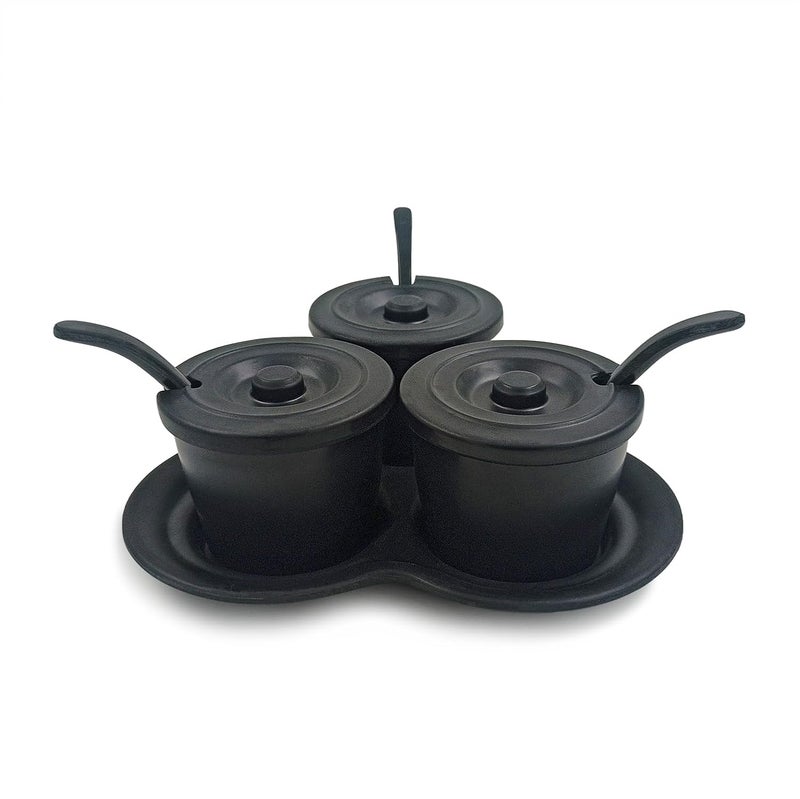 Superware SUPERWARE Food Grade Melamine Trio Sauce Set Black 10 pcs Dinnerware Tableware Stain Free Glazed Finish  - Image 1