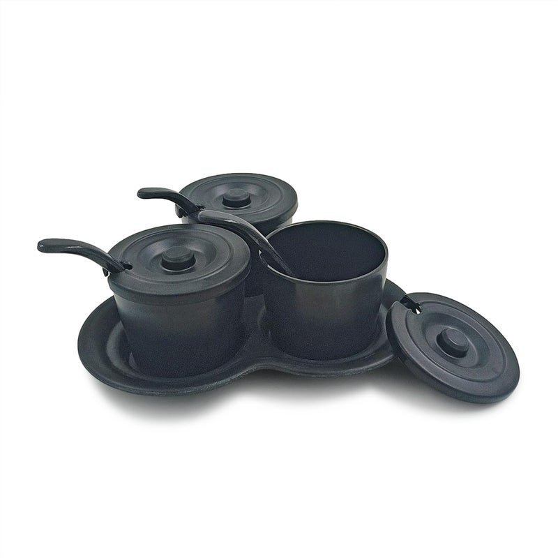 Superware SUPERWARE Food Grade Melamine Trio Sauce Set Black 10 pcs Dinnerware Tableware Stain Free Glazed Finish  - Image 3