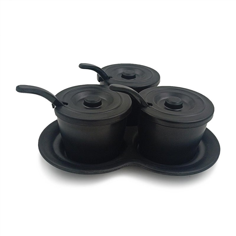 Superware SUPERWARE Food Grade Melamine Trio Sauce Set Black 10 pcs Dinnerware Tableware Stain Free Glazed Finish  - Image 5