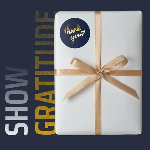 IBAKE 500 PCS Thank You Stickers Roll – 1.5 Inch Round Gold Foil Stickers with Heart Design, 4 Colors (Black, White, Pink, Navy) for Small Business Packaging, Envelopes, Gift Bags, Shipping Boxes - Image 4