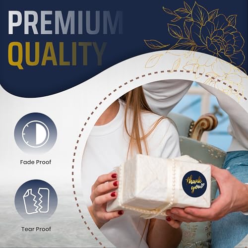 IBAKE 500 PCS Thank You Stickers Roll – 1.5 Inch Round Gold Foil Stickers with Heart Design, 4 Colors (Black, White, Pink, Navy) for Small Business Packaging, Envelopes, Gift Bags, Shipping Boxes - Image 5