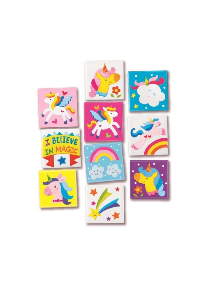 4m Unicorn Mini Tile Art Kit – Decorate Ceramic Unicorn Magnet Tiles with Paint & Stickers | Creative DIY Craft Set for Kids Ages 5+ | Makes 6 Mini Tiles for Fridge or Wall Display | 00‑04740 - Image 2