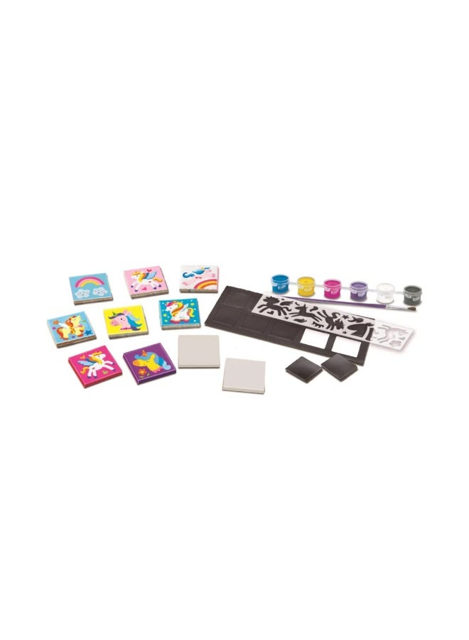 4m Unicorn Mini Tile Art Kit – Decorate Ceramic Unicorn Magnet Tiles with Paint & Stickers | Creative DIY Craft Set for Kids Ages 5+ | Makes 6 Mini Tiles for Fridge or Wall Display | 00‑04740 - Image 3