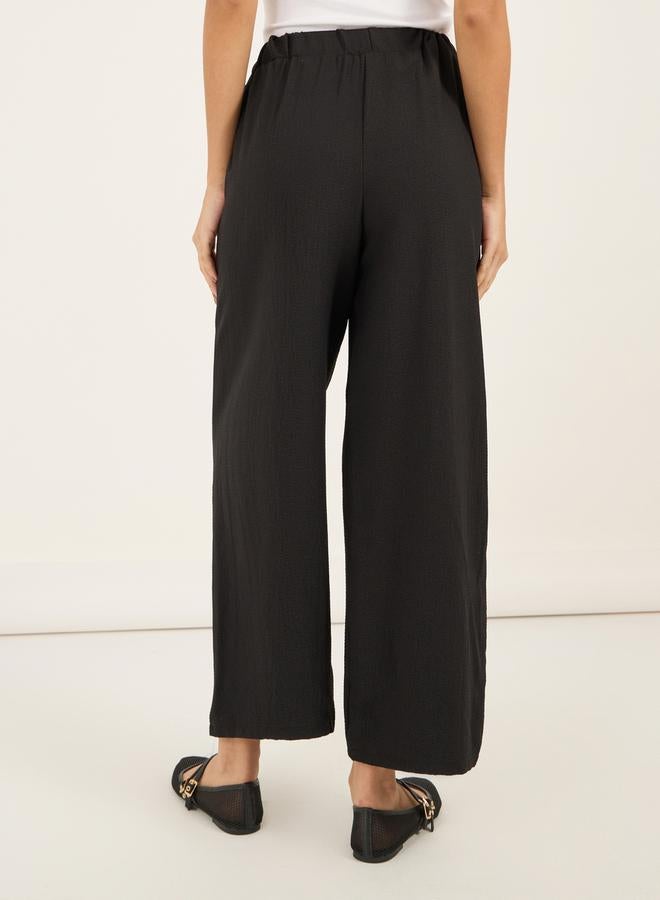 Styli Solid Elasticated Waistband Wide Leg Pants with Drawstring  - Image 4