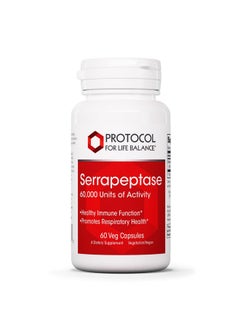 Protocol For Life Balance Protocol Serrapeptase - Digestive Enzyme Capsule - 60,000 Units Activity -Supports Respiratory Health* - Immune Support Supplements - 60 Veg Caps  - Image 1