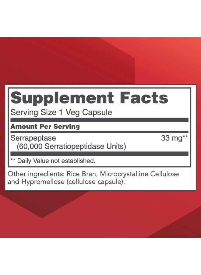 Protocol For Life Balance - Protocol Serrapeptase - Digestive Enzyme Capsule - 60,000 Units Activity -Supports Respiratory Health* - Immune Support Supplements - 60 Veg Caps - Image 1