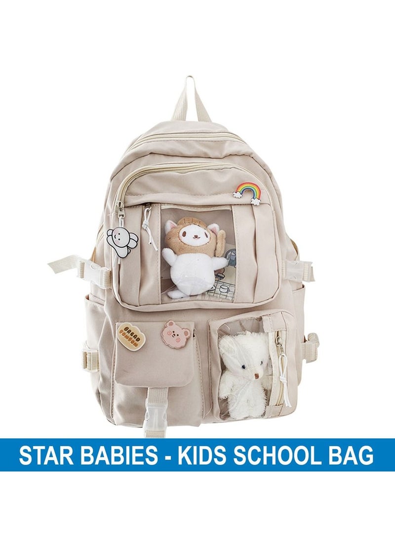 STAR BABiES Kids School Bag with Toy, Khaki  - Image 2
