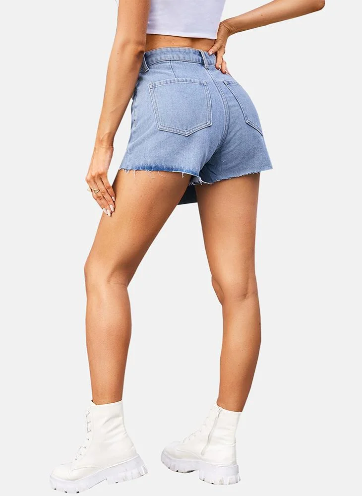 YUNIQEE Blue Mid Rise Plain Mini Skirt
