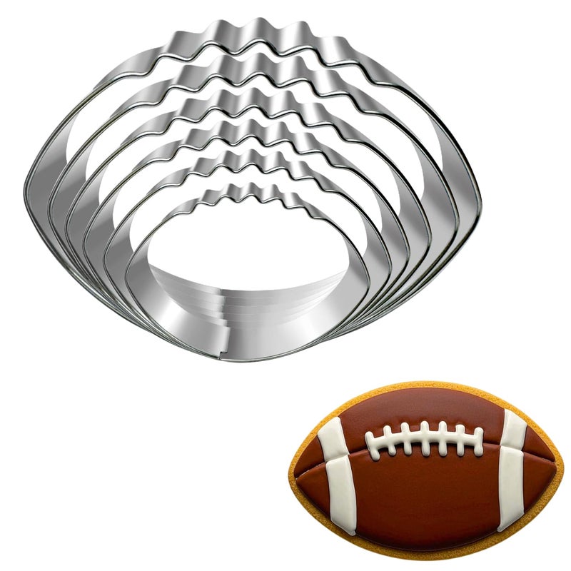 Auktosmn Football Cookie Cutter Set-6 Piece-4.5" 4.0" 3.5" 3.0" 2.5" 2"-Dishwasher Safe-Sports Cookie Cutters Bread and Fondant Baking Molds for Party - Image 1