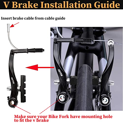 RUJOI Bike Brake kit V Type,110mm V-Brake Caliper,70mm Bike Brake Pads Set,Aluminum Bicycle Brake Lever,F/R Brake Housing and Cable, Brakes V Type Replacement Set for MTB, Road Bike,BMX,E Bike - Image 4