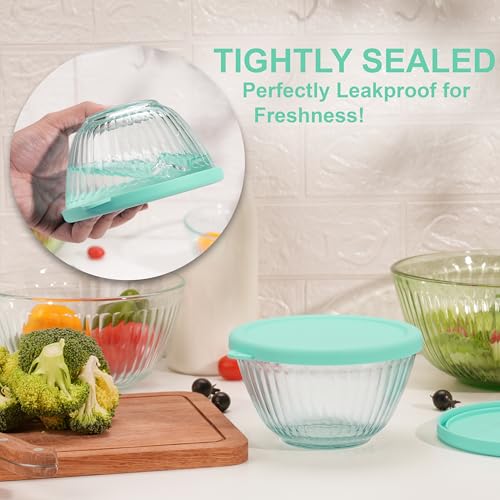 LUVCOSY Silicone Lids Only Fit for Pyrex 7401-S 3 Cup Sculpted Glass Mixing Bowls, 2 Pack Small Silicone Covers, Dishwasher & Microwave Safe, Green (Lids Only) - Image 5