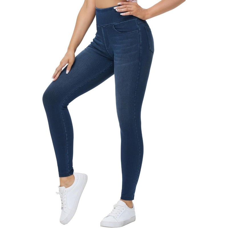 THE GYM PEOPLE Women's High Waisted Jeggings Pants Stretchy Jean Leggings - Image 1