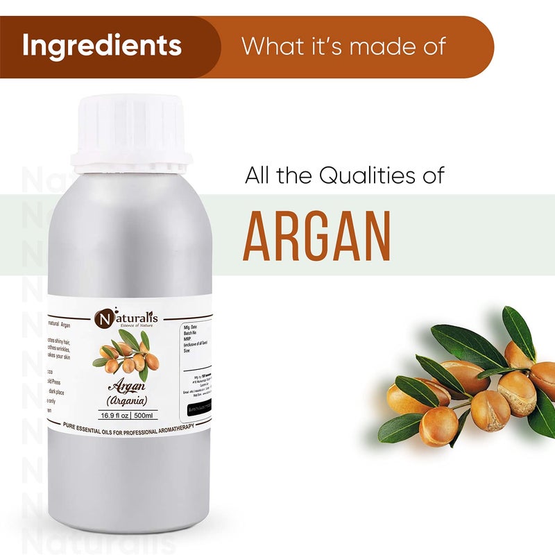 Naturalis Essence of Nature Pure Cold Pressed Moroccan Argan Oil for Hair Skin AntiAgeing  Face Care  500ml - Image 2