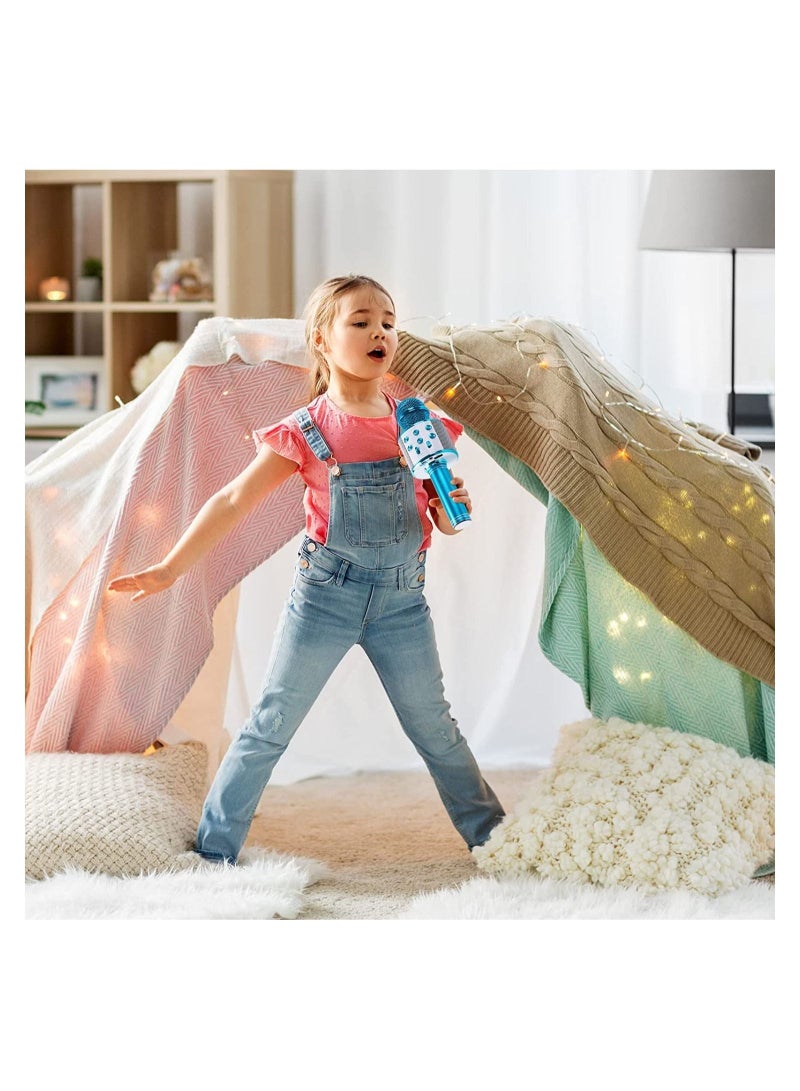 Wireless Bluetooth Karaoke Microphone for Children, Portable Handheld Singing Karaoke Mic Speaker Machine, 3-in-1, Entertaining Toys for Kids Ages 4-15, Perfect for Home Parties and Birthdays, Blue - Image 2
