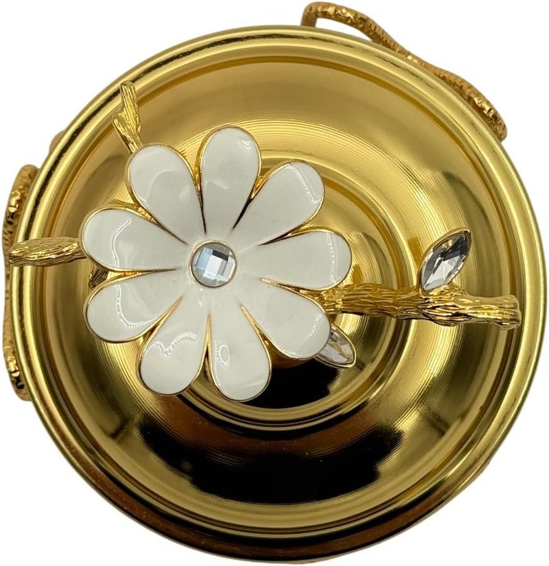 B&D Decorative Crystal Glass Bowl with Gold-Tone Lid and Floral Design - Image 4