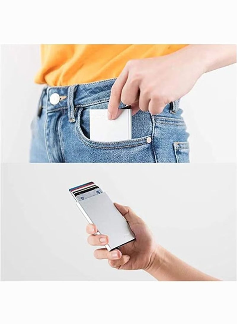 Credit Card Holder Wallet With Rfid Protection, One Click 6 Cards Slide Out Black - Image 1
