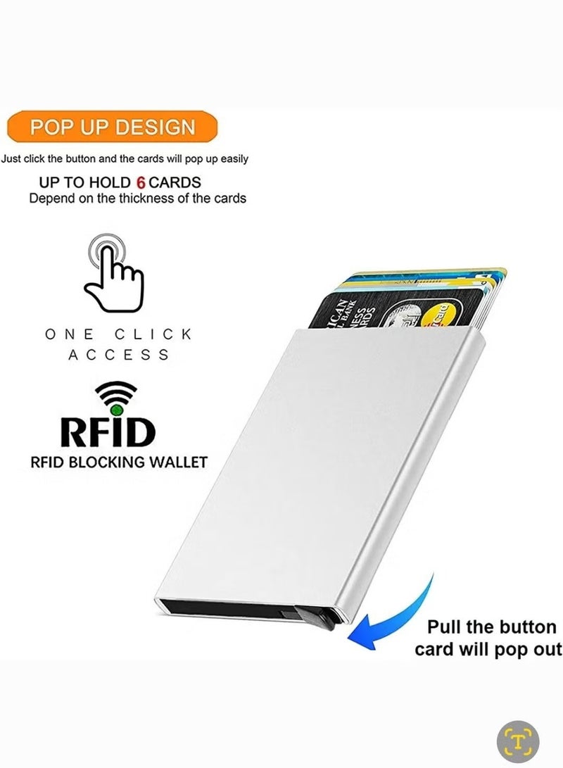 Credit Card Holder Wallet With Rfid Protection, One Click 6 Cards Slide Out Black - Image 4