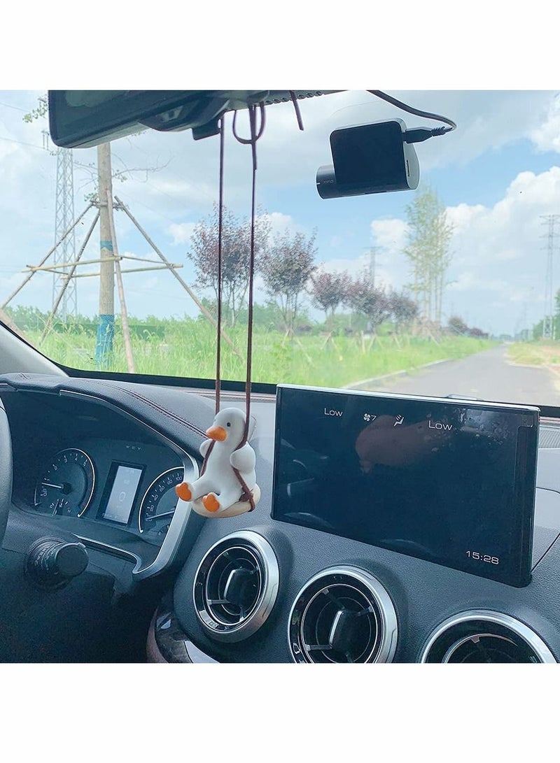SYOSI Car Rearview Mirror Hanging Accessories, Cute Swing Duck Car Interior Ornament Mirrors Funny Decoration - Image 3