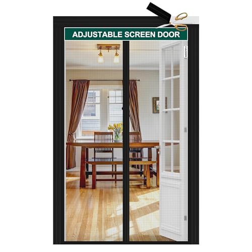 HADOR Adjustable Magnetic Screen Door Fit Door Size Width 34" - 38" Height 96" - 98", DIY Widen Heavy Duty Door Net Screen Mesh with Strong Magnet for Front Back, Black - Image 1
