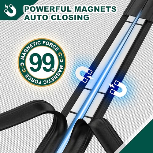 HADOR Adjustable Magnetic Screen Door Fit Door Size Width 34" - 38" Height 96" - 98", DIY Widen Heavy Duty Door Net Screen Mesh with Strong Magnet for Front Back, Black - Image 4