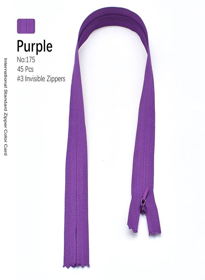 ريناشد مجموعة سحابات نايلون غير مرئية من ريناشد، 45 قطعة، 21.5 بوصة، للخياطة والتطريز والحرف اليدوية، خاصة بالحرفيين (بنفسجي) - Image 3