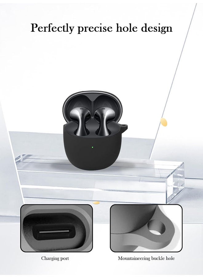 SJet Soft Silicone Protective Case Cover for Huawei FreeBuds 6 with Cleaner Kit and Keychain(Black) - Image 4