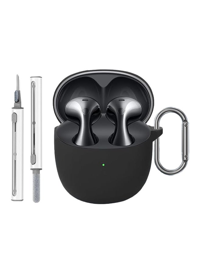 SJet Soft Silicone Protective Case Cover for Huawei FreeBuds 6 with Cleaner Kit and Keychain(Black) - Image 1