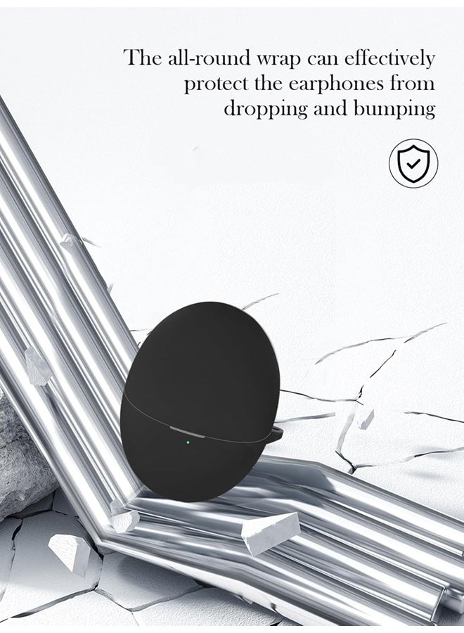 SJet Soft Silicone Protective Case Cover for Huawei FreeBuds 6 with Cleaner Kit and Keychain(Black) - Image 2