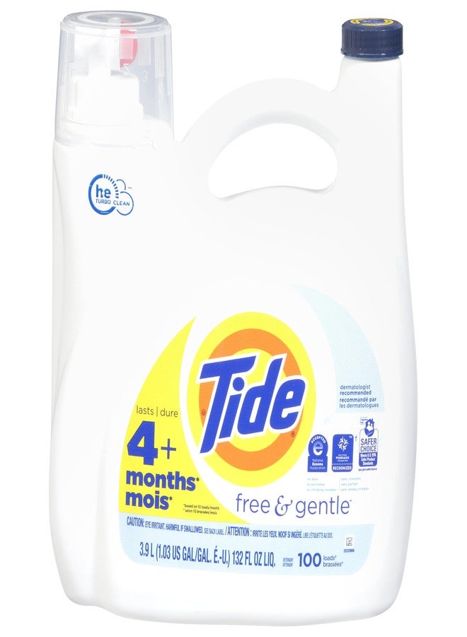 Tide Free And Gentle Laundry Detergent, 100 Loads, 132 FL OZ