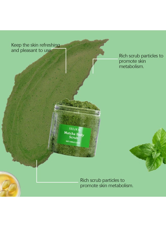 EELHOE Matcha Sea Salt Scrub Body Cleansing Nourishing And Moisturizing Skin Moisturizing Corneous Cleansing Scrub - Image 3