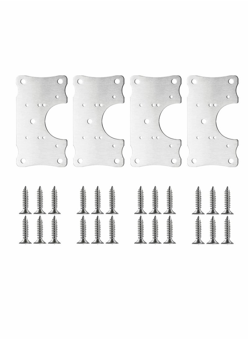 Cabinet Hinge Repair Plate, Stainless Steel Kits with Mounting Screws Wooden for Protecting Furniture and Kitchen Cabinet(4 Half Hole)  - Image 1