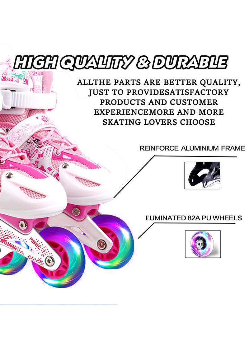 Arabest Kids Adjustable Perfect inline skates Roller Skate Shoe Set with LED Flash  - Image 4
