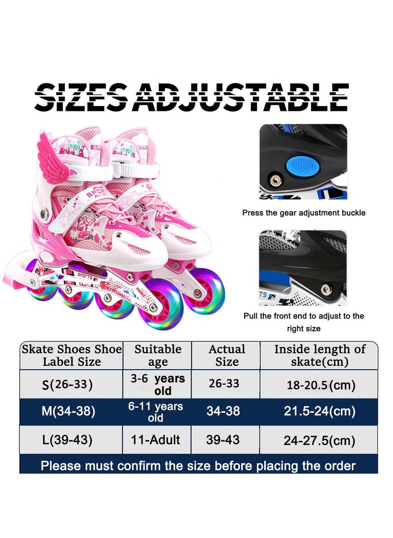 Arabest Kids Adjustable Perfect inline skates Roller Skate Shoe Set with LED Flash  - Image 5