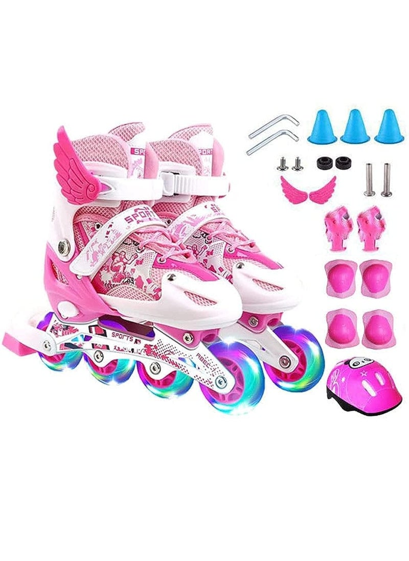 Arabest Kids Adjustable Perfect inline skates Roller Skate Shoe Set with LED Flash  - Image 1