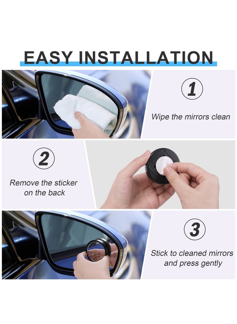 Zikra 8 Pcs Blind Spot Mirrors for Car, 1.97’’ Round HD Convex Mirror, 360° Wide Angle Side View Mirror with ABS Housing for A Wide Range Of Models (Black, Silver) - Image 5
