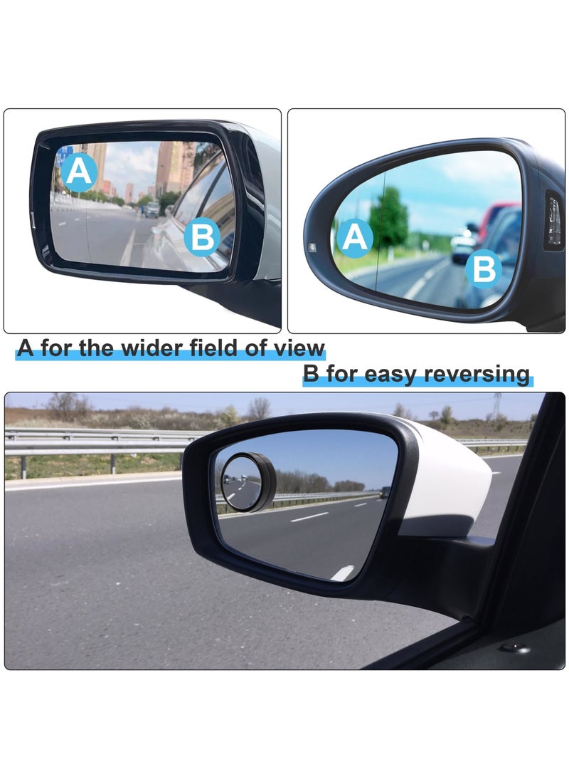 Zikra 8 Pcs Blind Spot Mirrors for Car, 1.97’’ Round HD Convex Mirror, 360° Wide Angle Side View Mirror with ABS Housing for A Wide Range Of Models (Black, Silver) - Image 3
