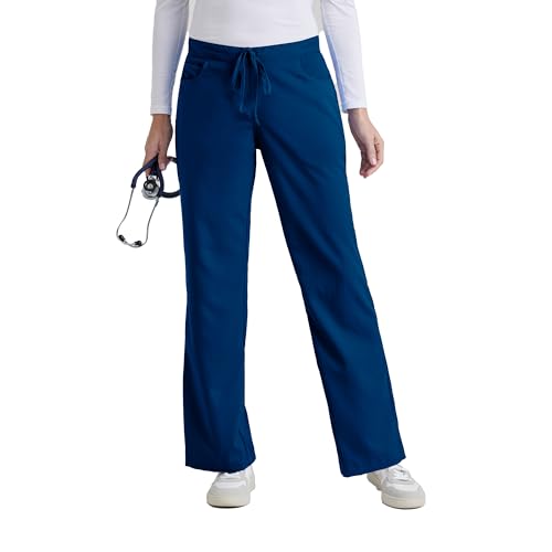 Barco Grey's Anatomy Women's Junior Fit Elastic Back 5 Pocket Drawstring Scrub Pant, Indigo, Large - Image 1