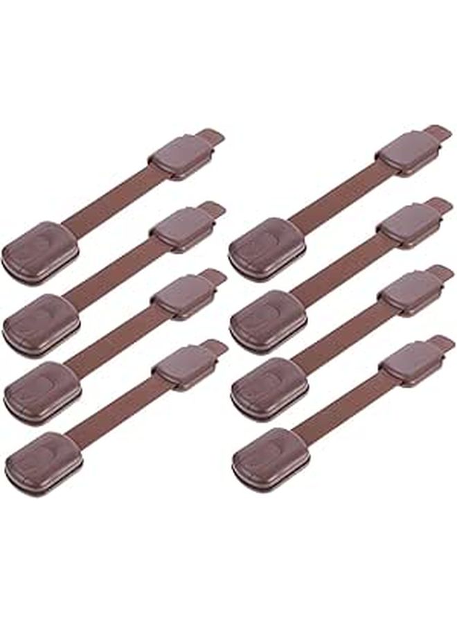 8 Pieces Child Safety Cabinet and Refrigerator Locks Anti Pinch Brown for Home Childproofing - Image 1